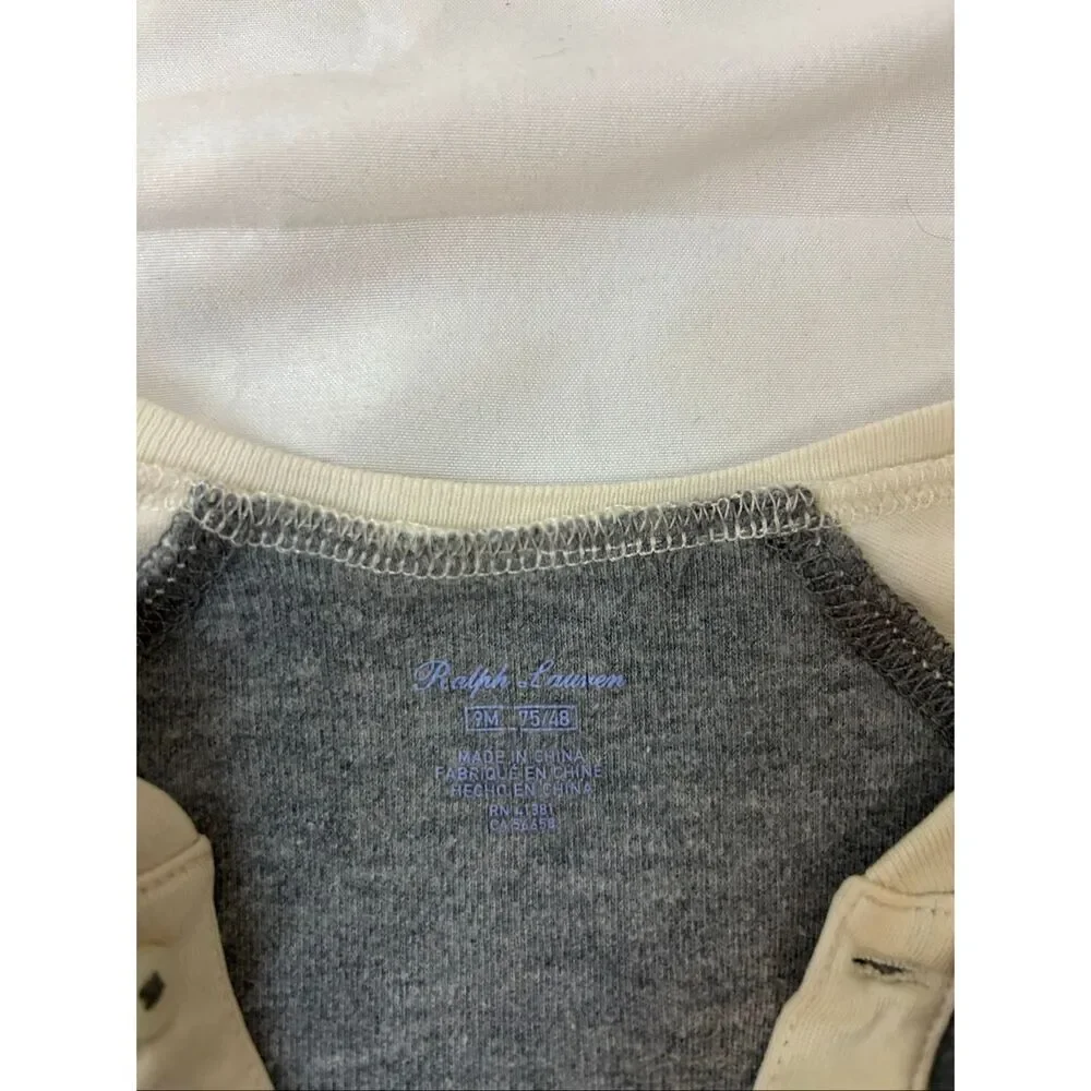 Ralph Lauren Polo‎ 9m snap bodysuit cream gray